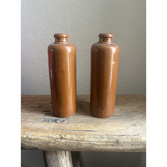 Vintage Brown Stoneware Pottery Bottle Vase 5.25" - Picture 2 of 5